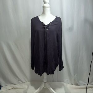 Torrid Gray Long Sleeve Tie Front Tunic‎